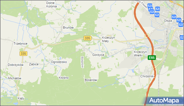 mapa Gorzyca gmina Lubin, Gorzyca gmina Lubin na mapie Targeo