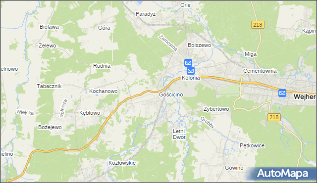 mapa Gościcino, Gościcino na mapie Targeo