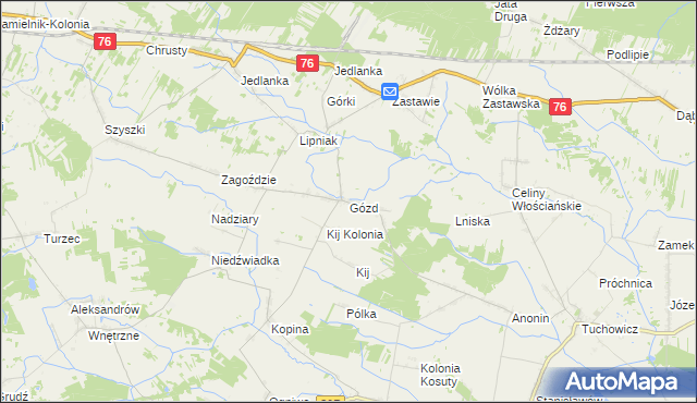 mapa Gózd gmina Stanin, Gózd gmina Stanin na mapie Targeo