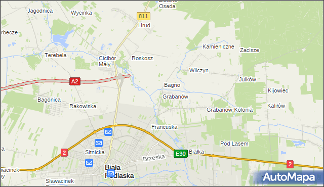 mapa Grabanów, Grabanów na mapie Targeo