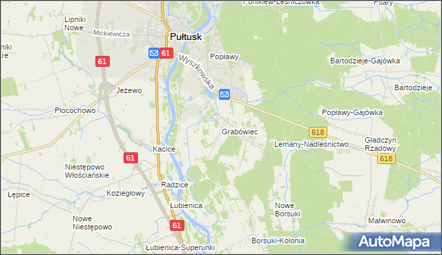 mapa Grabówiec gmina Pułtusk, Grabówiec gmina Pułtusk na mapie Targeo
