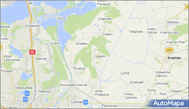 mapa Izabelin gmina Kramsk, Izabelin gmina Kramsk na mapie Targeo