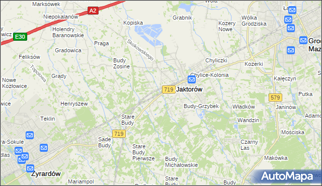 mapa Jaktorów-Kolonia, Jaktorów-Kolonia na mapie Targeo