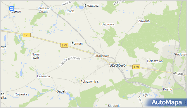 mapa Jaraczewo gmina Szydłowo, Jaraczewo gmina Szydłowo na mapie Targeo