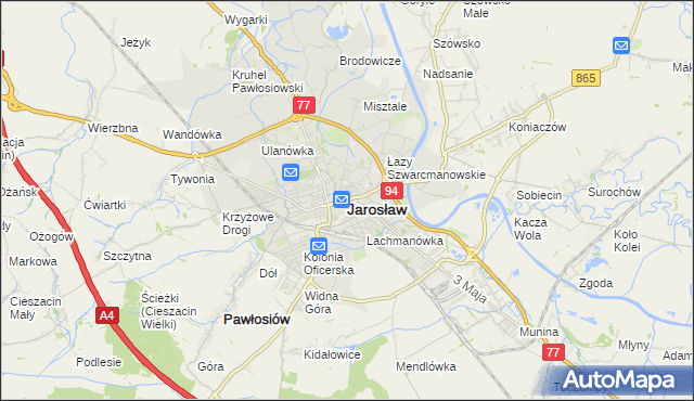 mapa Jarosławia, Jarosław na mapie Targeo