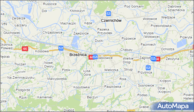 mapa Jaśkowice gmina Skawina, Jaśkowice gmina Skawina na mapie Targeo