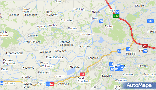 mapa Jeziorzany gmina Liszki, Jeziorzany gmina Liszki na mapie Targeo