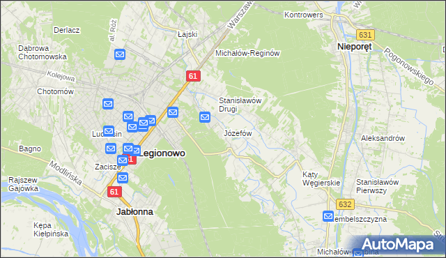 mapa Józefów gmina Nieporęt, Józefów gmina Nieporęt na mapie Targeo
