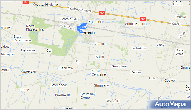 mapa Kaski gmina Baranów, Kaski gmina Baranów na mapie Targeo