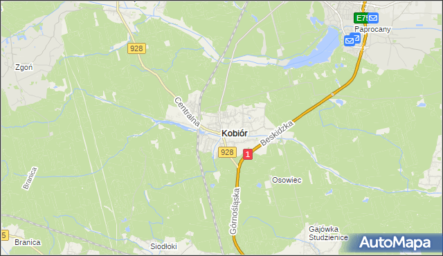 mapa Kobiór, Kobiór na mapie Targeo