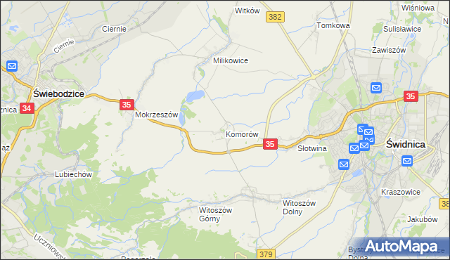 mapa Komorów gmina Świdnica, Komorów gmina Świdnica na mapie Targeo