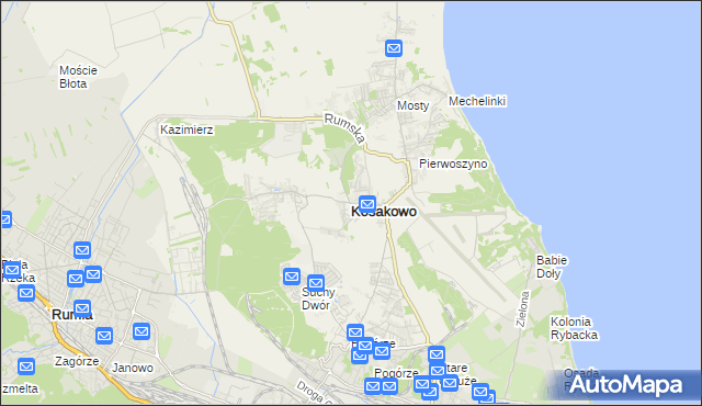 mapa Kosakowo powiat pucki, Kosakowo powiat pucki na mapie Targeo