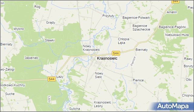 mapa Krasnosielc, Krasnosielc na mapie Targeo