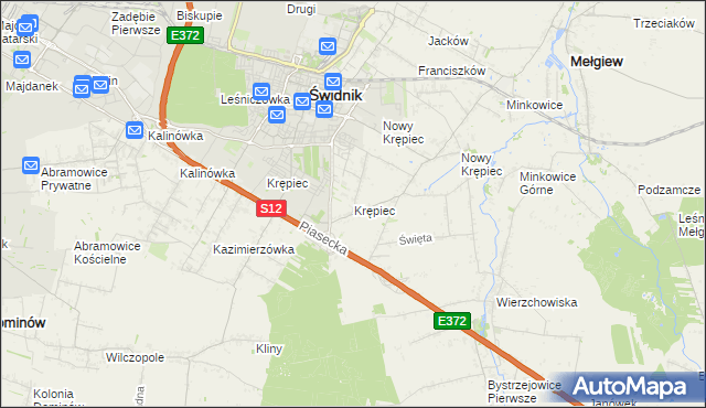 mapa Krępiec gmina Mełgiew, Krępiec gmina Mełgiew na mapie Targeo