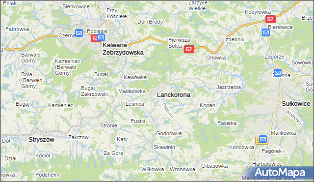 mapa Lanckorona, Lanckorona na mapie Targeo