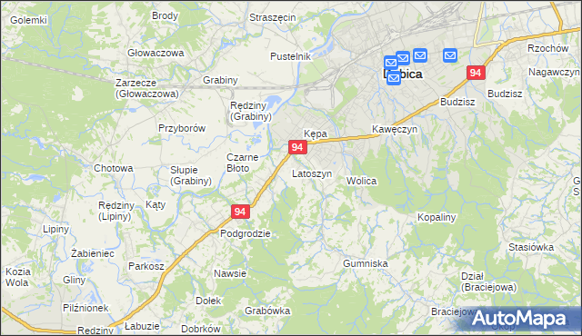 mapa Latoszyn, Latoszyn na mapie Targeo