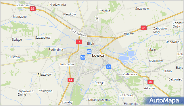 mapa Łowicza, Łowicz na mapie Targeo