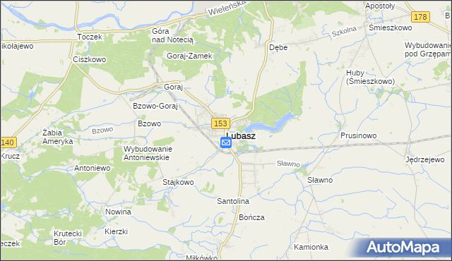 mapa Lubasz powiat czarnkowsko-trzcianecki, Lubasz powiat czarnkowsko-trzcianecki na mapie Targeo