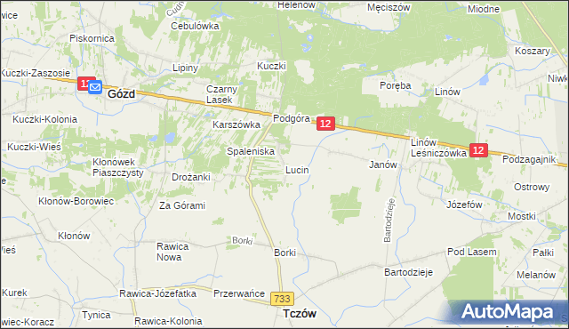 mapa Lucin gmina Tczów, Lucin gmina Tczów na mapie Targeo