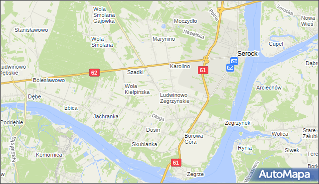 mapa Ludwinowo Zegrzyńskie, Ludwinowo Zegrzyńskie na mapie Targeo