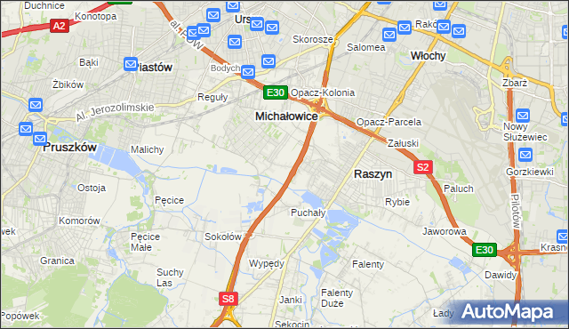 mapa Michałowice-Wieś, Michałowice-Wieś na mapie Targeo