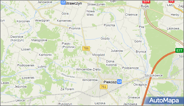 mapa Micigózd, Micigózd na mapie Targeo