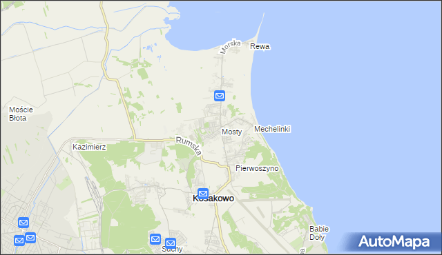 mapa Mosty gmina Kosakowo, Mosty gmina Kosakowo na mapie Targeo