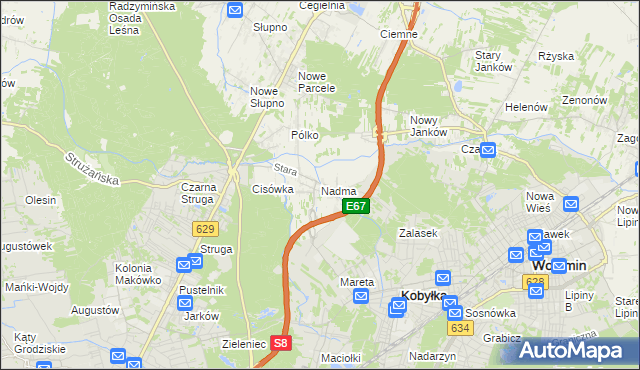 mapa Nadma, Nadma na mapie Targeo