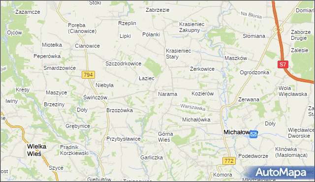 mapa Narama, Narama na mapie Targeo