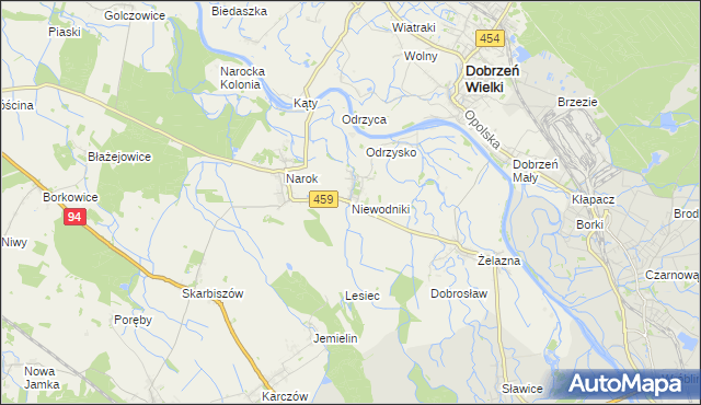 mapa Niewodniki, Niewodniki na mapie Targeo