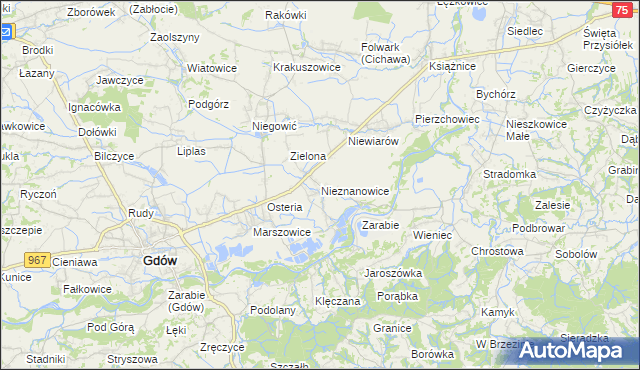 mapa Nieznanowice gmina Gdów, Nieznanowice gmina Gdów na mapie Targeo