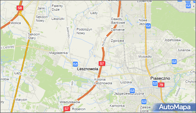 mapa Nowa Wola gmina Lesznowola, Nowa Wola gmina Lesznowola na mapie Targeo