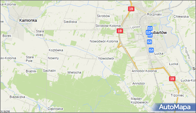 mapa Nowodwór gmina Lubartów, Nowodwór gmina Lubartów na mapie Targeo