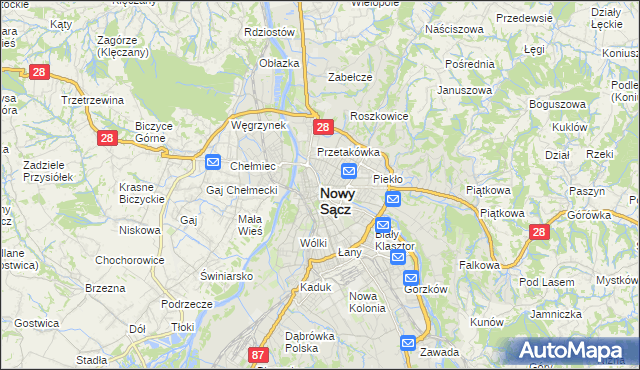 mapa Nowego Sącza, Nowy Sącz na mapie Targeo