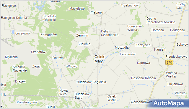 mapa Osiek Mały powiat kolski, Osiek Mały powiat kolski na mapie Targeo