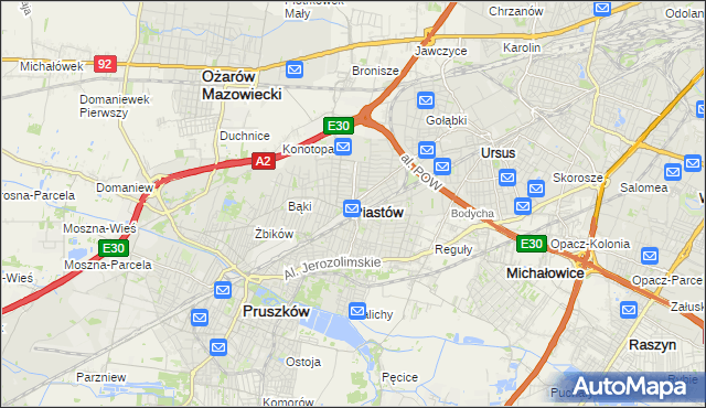 mapa Piastów powiat pruszkowski, Piastów powiat pruszkowski na mapie Targeo