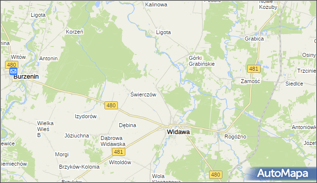 mapa Podgórze gmina Widawa, Podgórze gmina Widawa na mapie Targeo