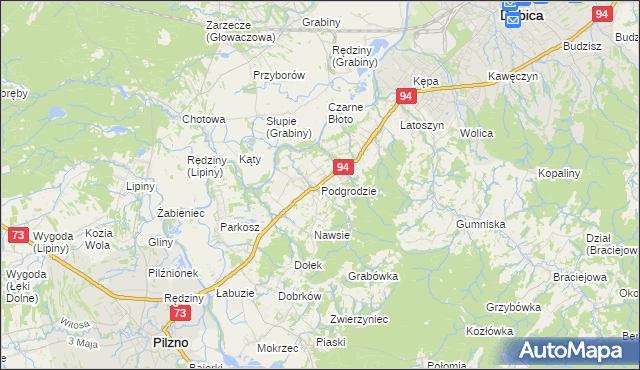 mapa Podgrodzie gmina Dębica, Podgrodzie gmina Dębica na mapie Targeo