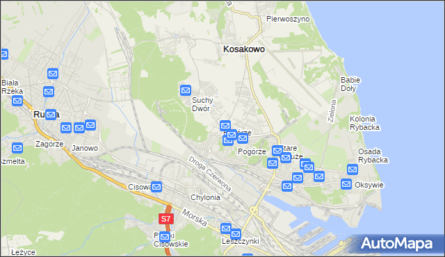 mapa Pogórze gmina Kosakowo, Pogórze gmina Kosakowo na mapie Targeo