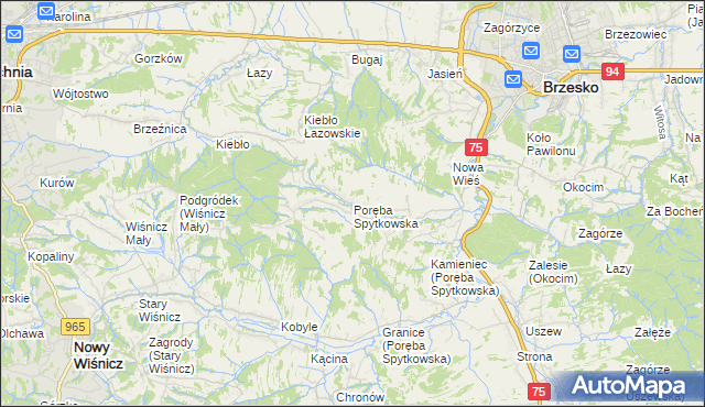 mapa Poręba Spytkowska, Poręba Spytkowska na mapie Targeo