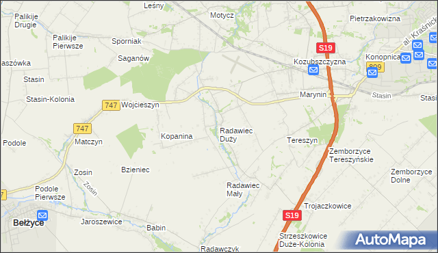 mapa Radawiec Duży, Radawiec Duży na mapie Targeo