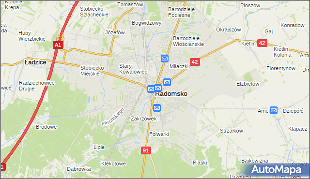 mapa Radomsko, Radomsko na mapie Targeo