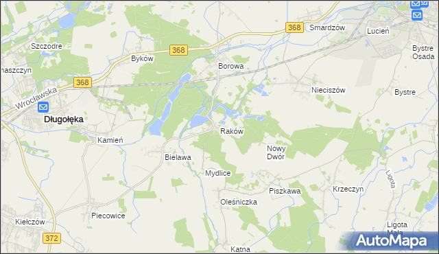 mapa Raków gmina Długołęka, Raków gmina Długołęka na mapie Targeo