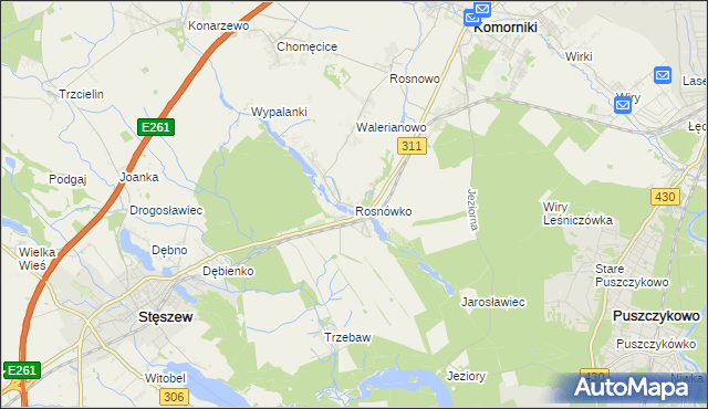mapa Rosnówko gmina Komorniki, Rosnówko gmina Komorniki na mapie Targeo