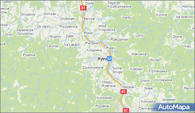 mapa Rytro, Rytro na mapie Targeo