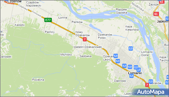mapa Sadowa gmina Łomianki, Sadowa gmina Łomianki na mapie Targeo