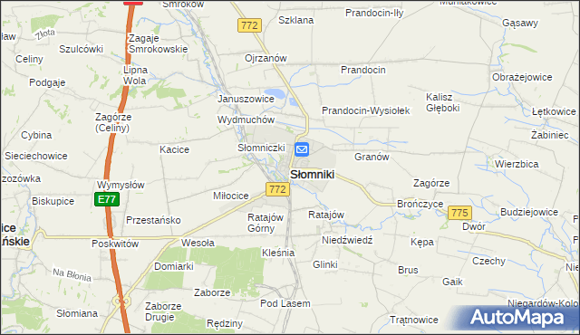 mapa Słomniki, Słomniki na mapie Targeo