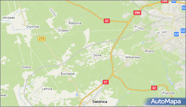 mapa Słone gmina Świdnica, Słone gmina Świdnica na mapie Targeo