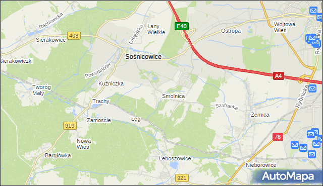 mapa Smolnica gmina Sośnicowice, Smolnica gmina Sośnicowice na mapie Targeo