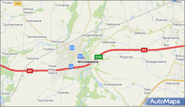 mapa Sośnica gmina Kąty Wrocławskie, Sośnica gmina Kąty Wrocławskie na mapie Targeo